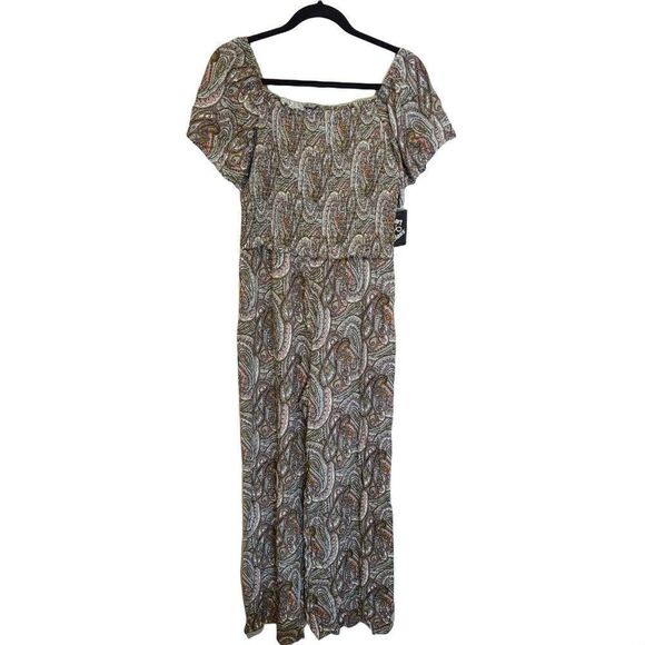 Girls Paisley Smocked Flutter Sleeve Woven Jumpsuit art class XL NEW - Picture 1 of 3